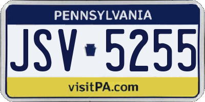 PA license plate JSV5255