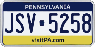 PA license plate JSV5258