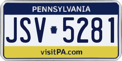 PA license plate JSV5281
