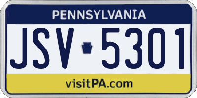 PA license plate JSV5301