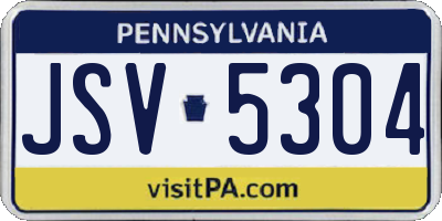 PA license plate JSV5304
