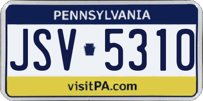 PA license plate JSV5310