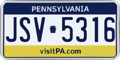 PA license plate JSV5316