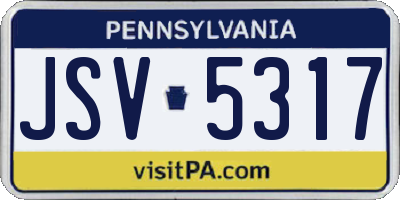 PA license plate JSV5317