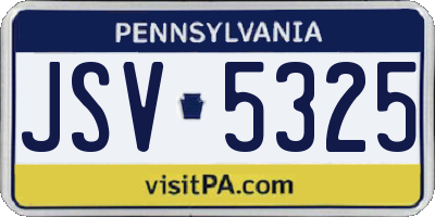 PA license plate JSV5325