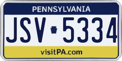 PA license plate JSV5334