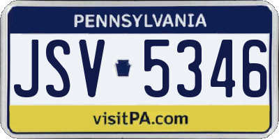 PA license plate JSV5346