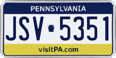 PA license plate JSV5351
