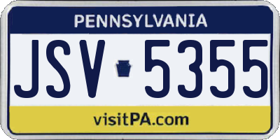 PA license plate JSV5355