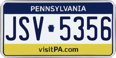 PA license plate JSV5356
