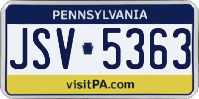 PA license plate JSV5363