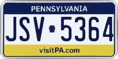 PA license plate JSV5364