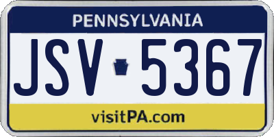PA license plate JSV5367
