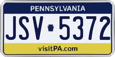 PA license plate JSV5372