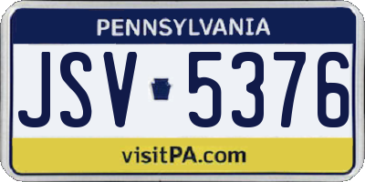 PA license plate JSV5376