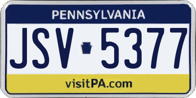 PA license plate JSV5377