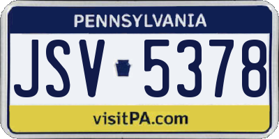 PA license plate JSV5378