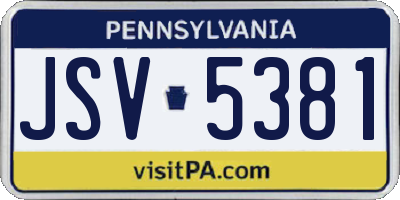PA license plate JSV5381