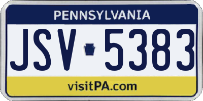PA license plate JSV5383