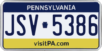 PA license plate JSV5386