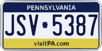 PA license plate JSV5387
