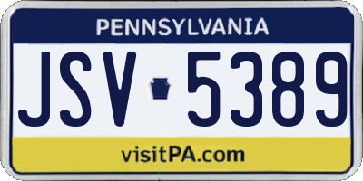 PA license plate JSV5389