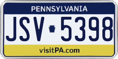PA license plate JSV5398