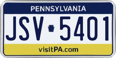 PA license plate JSV5401