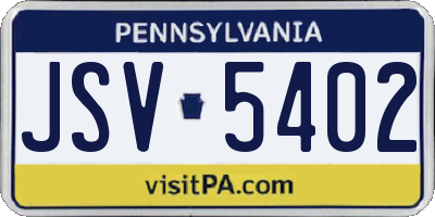 PA license plate JSV5402