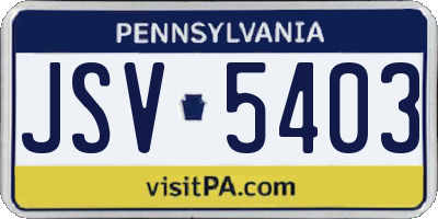 PA license plate JSV5403