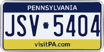 PA license plate JSV5404