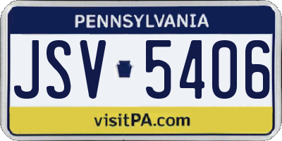 PA license plate JSV5406