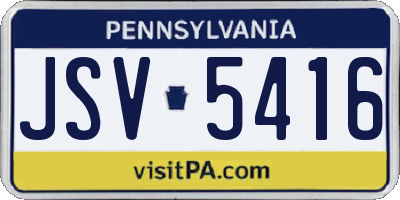 PA license plate JSV5416
