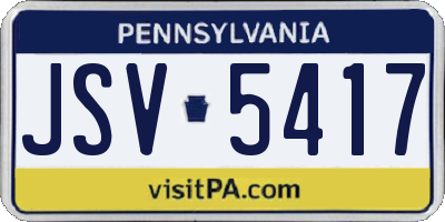 PA license plate JSV5417