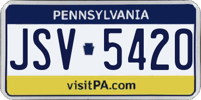 PA license plate JSV5420