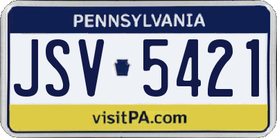 PA license plate JSV5421