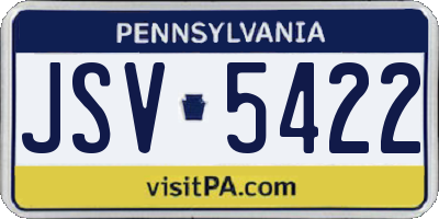PA license plate JSV5422