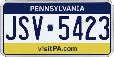 PA license plate JSV5423