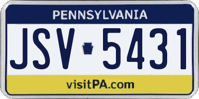 PA license plate JSV5431