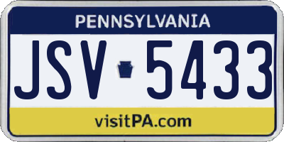 PA license plate JSV5433