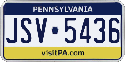 PA license plate JSV5436