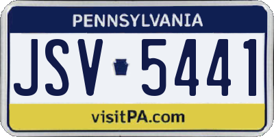 PA license plate JSV5441