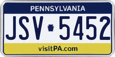 PA license plate JSV5452