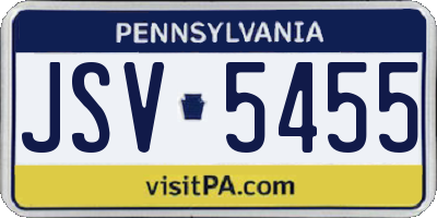 PA license plate JSV5455