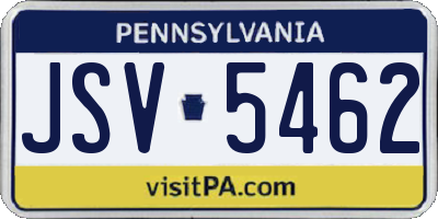 PA license plate JSV5462
