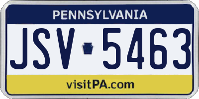 PA license plate JSV5463