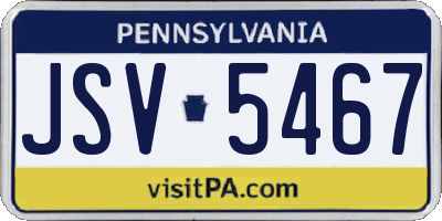 PA license plate JSV5467