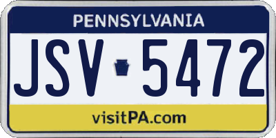 PA license plate JSV5472