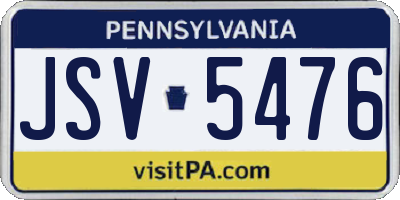 PA license plate JSV5476