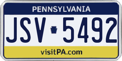 PA license plate JSV5492